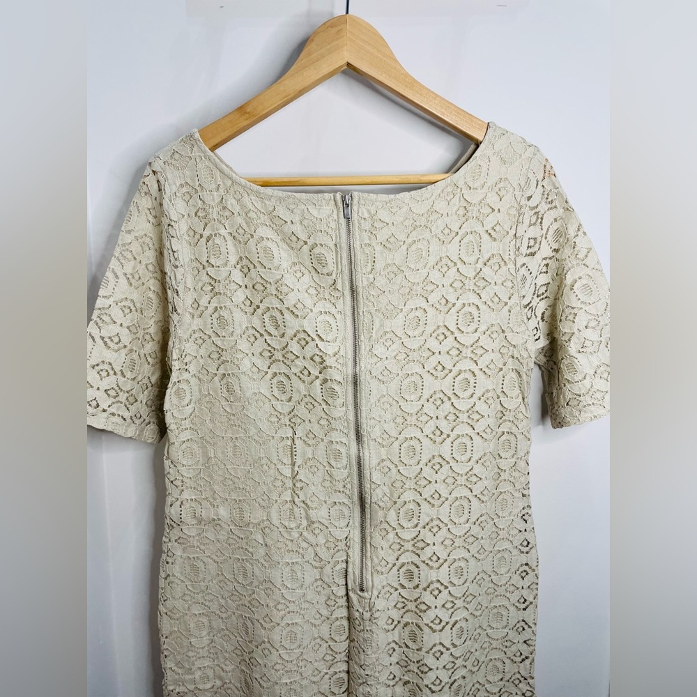 Cream Banana Republic dress for work with zippered back